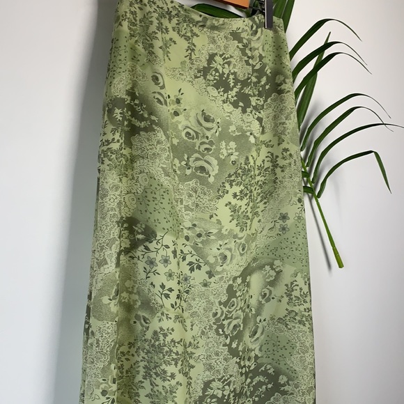Vintage Laura Green Floral Maxi Long Lined Skirt - Size 8 - Picture 4 of 13